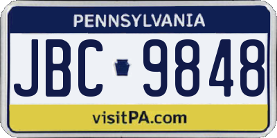 PA license plate JBC9848