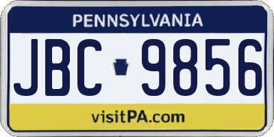 PA license plate JBC9856