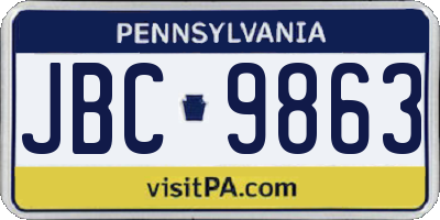 PA license plate JBC9863