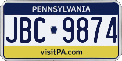 PA license plate JBC9874