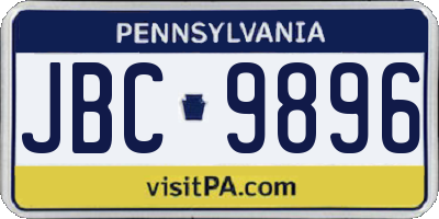 PA license plate JBC9896