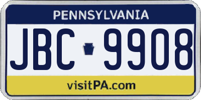 PA license plate JBC9908