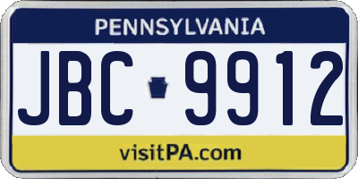 PA license plate JBC9912