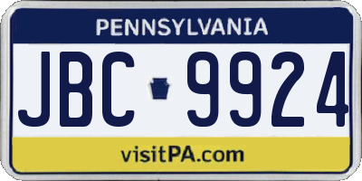PA license plate JBC9924