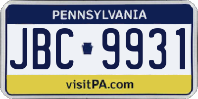 PA license plate JBC9931