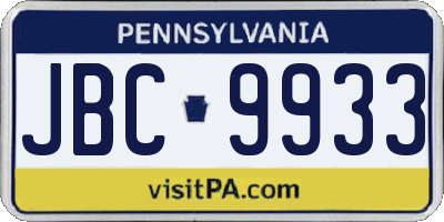 PA license plate JBC9933