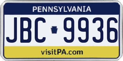 PA license plate JBC9936