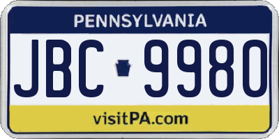 PA license plate JBC9980