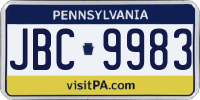 PA license plate JBC9983