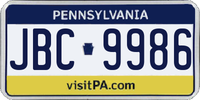 PA license plate JBC9986