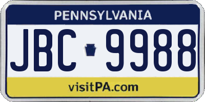 PA license plate JBC9988
