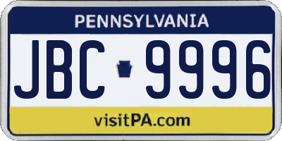 PA license plate JBC9996