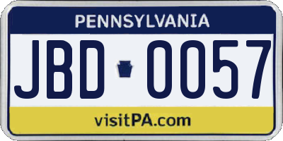 PA license plate JBD0057