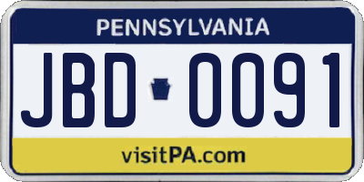 PA license plate JBD0091
