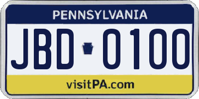 PA license plate JBD0100