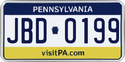 PA license plate JBD0199