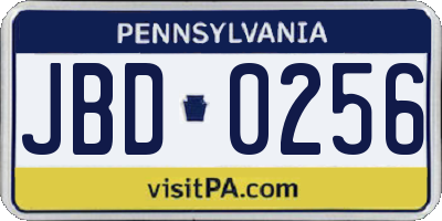 PA license plate JBD0256