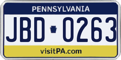 PA license plate JBD0263