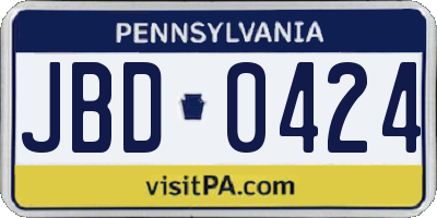 PA license plate JBD0424