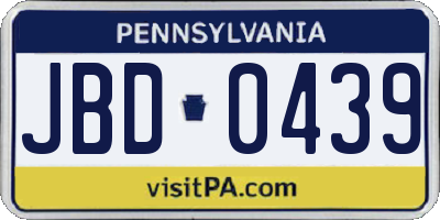 PA license plate JBD0439