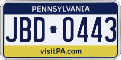PA license plate JBD0443