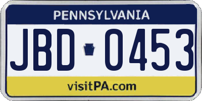 PA license plate JBD0453