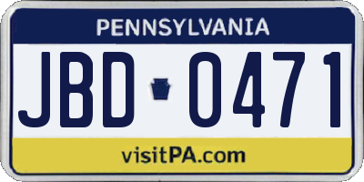 PA license plate JBD0471