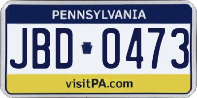 PA license plate JBD0473