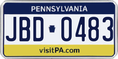 PA license plate JBD0483
