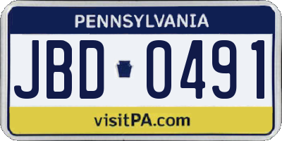PA license plate JBD0491