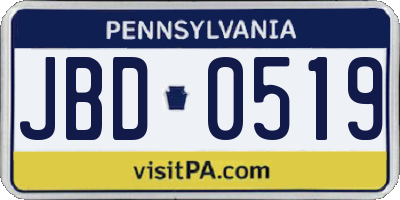 PA license plate JBD0519