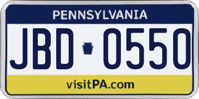 PA license plate JBD0550