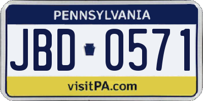 PA license plate JBD0571