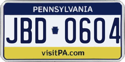 PA license plate JBD0604
