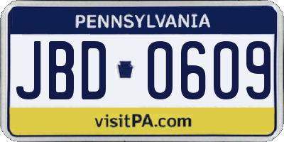PA license plate JBD0609