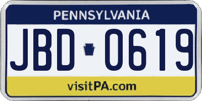 PA license plate JBD0619