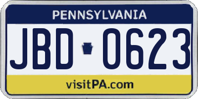 PA license plate JBD0623