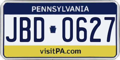 PA license plate JBD0627