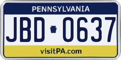 PA license plate JBD0637