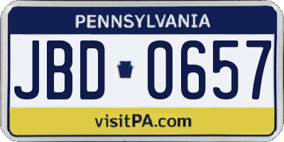 PA license plate JBD0657