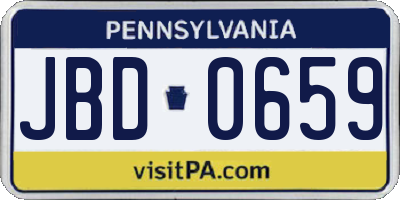 PA license plate JBD0659