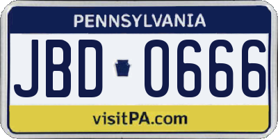 PA license plate JBD0666