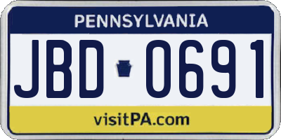 PA license plate JBD0691