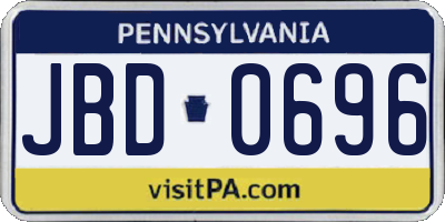 PA license plate JBD0696