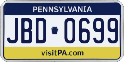 PA license plate JBD0699