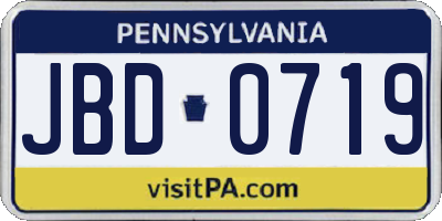 PA license plate JBD0719