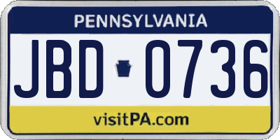 PA license plate JBD0736