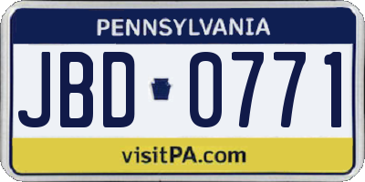 PA license plate JBD0771