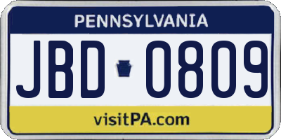 PA license plate JBD0809