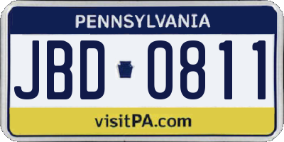PA license plate JBD0811